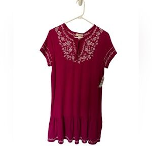 Style & Co. Short Sleeve Dark Pink Short Summer Dress Size Medium